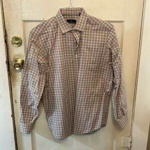 Hart Schaffer Marx Tan/White checkered pattern LS button down shirt- XL